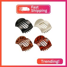 4 PCS Flat Claw Clips, Round Large Flat Hair Clips for Women,French Strong Hold