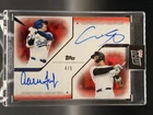 SHOHEI OHTANI AARON JUDGE 2025 TOPPS MLB MVP COLLECTION DUAL AUTOGRAPH RED /5 SP