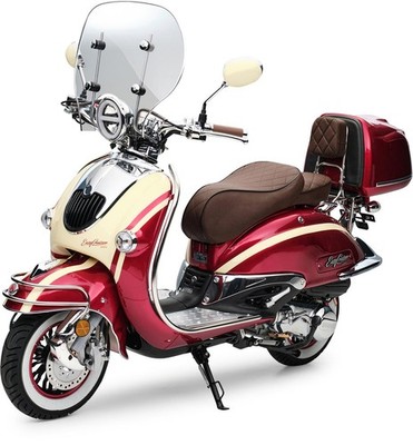 Artemis Rot/Beige 125ccm Basic Retro Motor Roller Scooter Kleinkraftrad