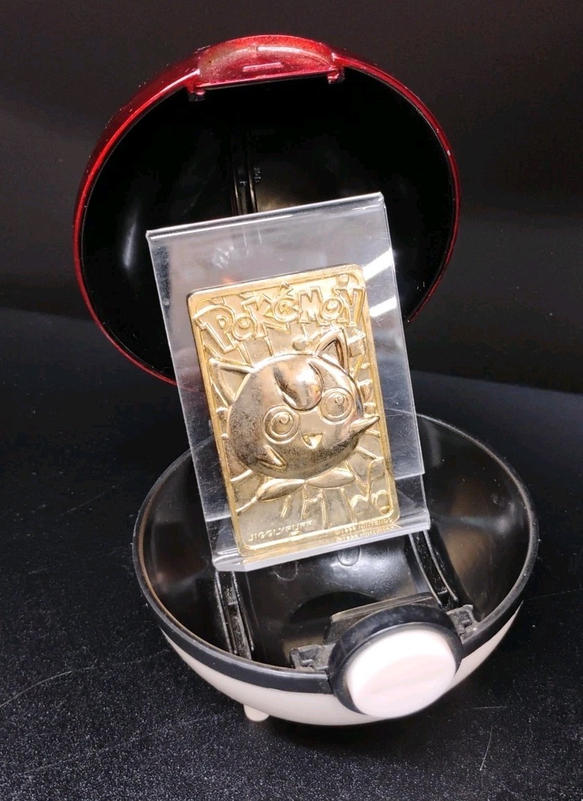 Burger King Pokemon Jigglypuff 23K Gold-Plated Card W/Pokemon Ball