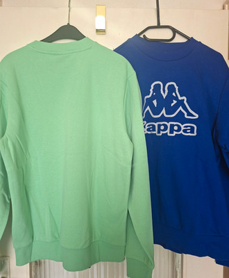 Kappa Herren 2x Pullover Sweatshirt Rundhals Logo blau/grün Gr. M Langarm
