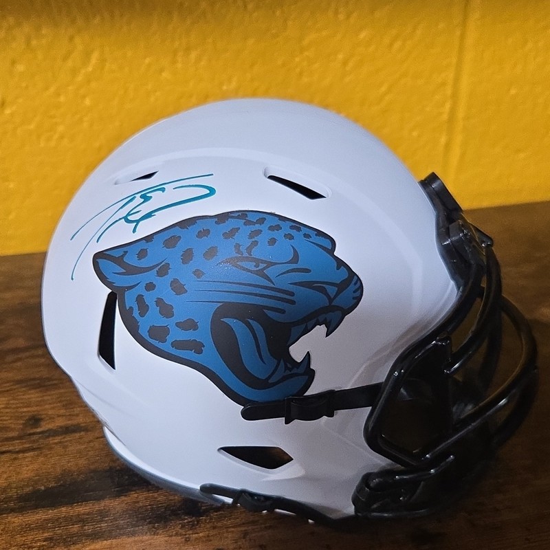 Travis Etienne Signed Jacksonville Jaguars White Mini Helmet BAS Authenticated