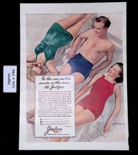 1940 Jantzen SWIM SUITS Guy  Gals On The Sands, In The Sun Print Ad 51678