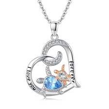 Sea Turtle Necklace for Women 925 Sterling Silver Turtles Mother Daughter Pen...