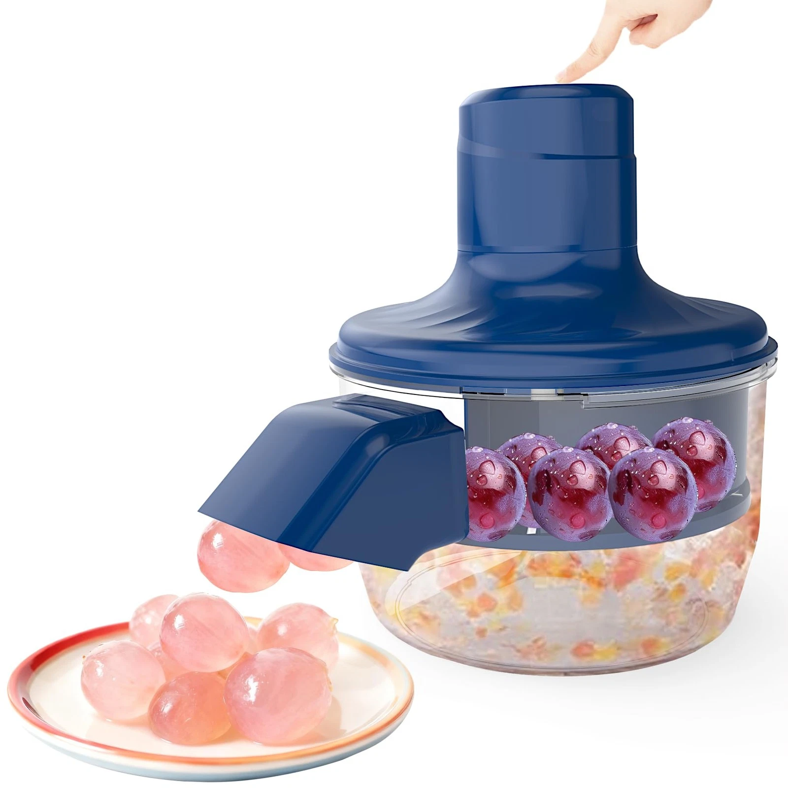 Automatic Grape Peeler Machine,Electric Peeling Skin Remover Tool for L, Blue