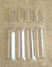 Lot Of 8 Glass Clear Prism Pendant Triangle Bars Chandelier Parts