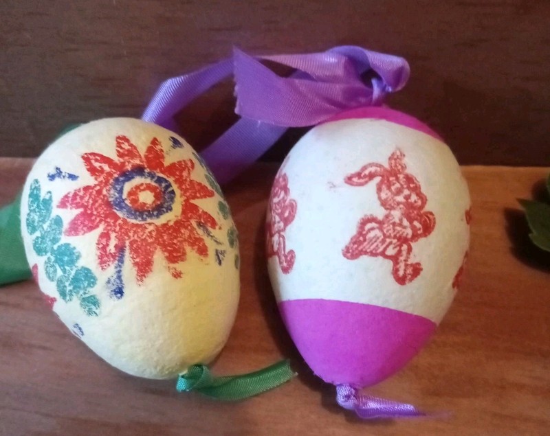 Vintage Germany Spun Cotton Easter Egg Ornament Shackman Bunny Floral Butterfly 