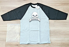 New SINISTER FISHING APPAREL BLACK GREY MEN CREW NECK BASEBALL JERSEY T-SHIRT L