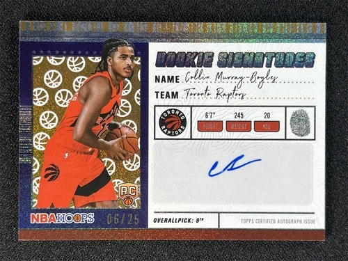 2025-26 Topps NBA Hoops Collin Murray-Boyles Orange Pixel Burst RC Auto /25