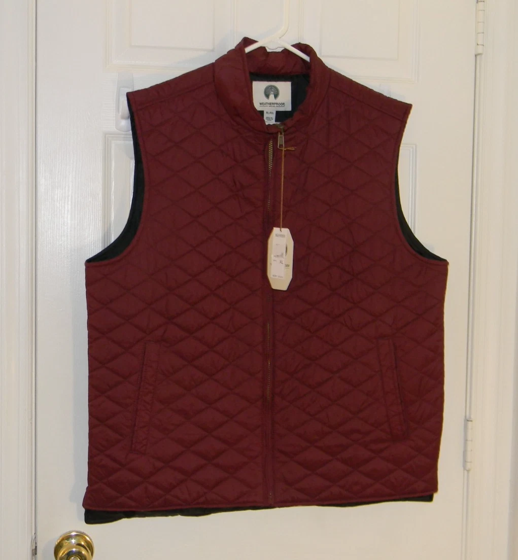 Weatherproof Puffer Vest Burgandy Packable Men's Size Small NWT