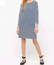 J.Crew Striped Blue White shift Shirt Dress 3/4 Sleeves With Pockets Size Small
