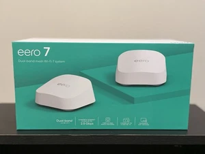 Amazon eero 7 Dual-Band Mesh Wi-Fi 7 System (2-Pack), Up to 2.5Gbps, 4,000 sq.ft
