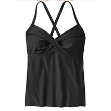 Athleta Women's Twister Tankini Top Size 34 B C NEW Black Strappy Underwire