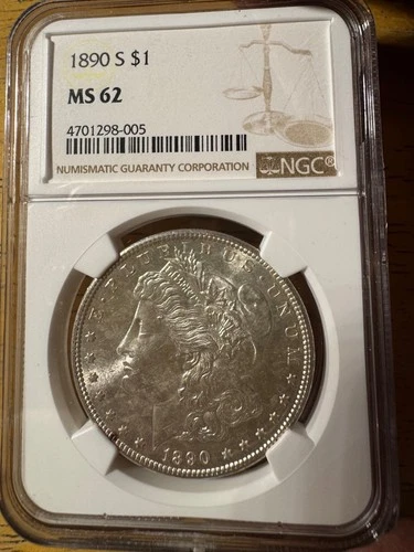 1890-S Morgan Silver Dollar, NGC MS62, San Francisco Mint, *SIMI BLAST WHITE*