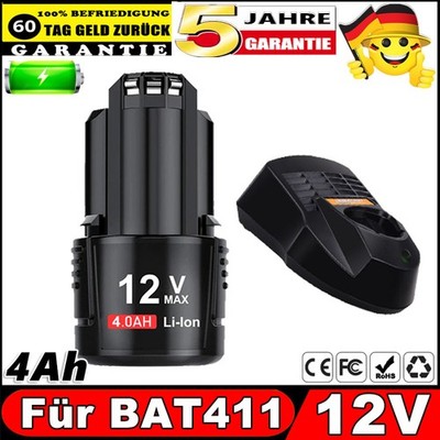 1/2 Für Bosch GBA 12V 8.0Ah 4.0Ah Akku & Ladegerät BAT411 Li-ion GSR GDR GSA DE
