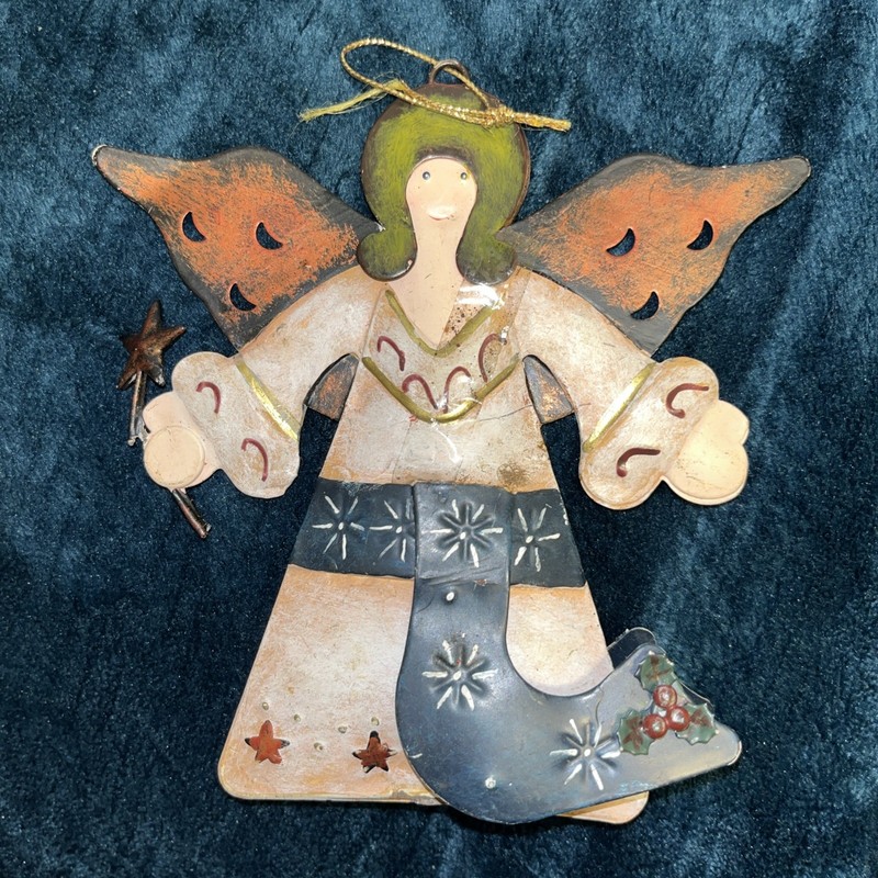 3,Tin  Christmas Figure Ornaments Handpainted Vintage 5"from 2002