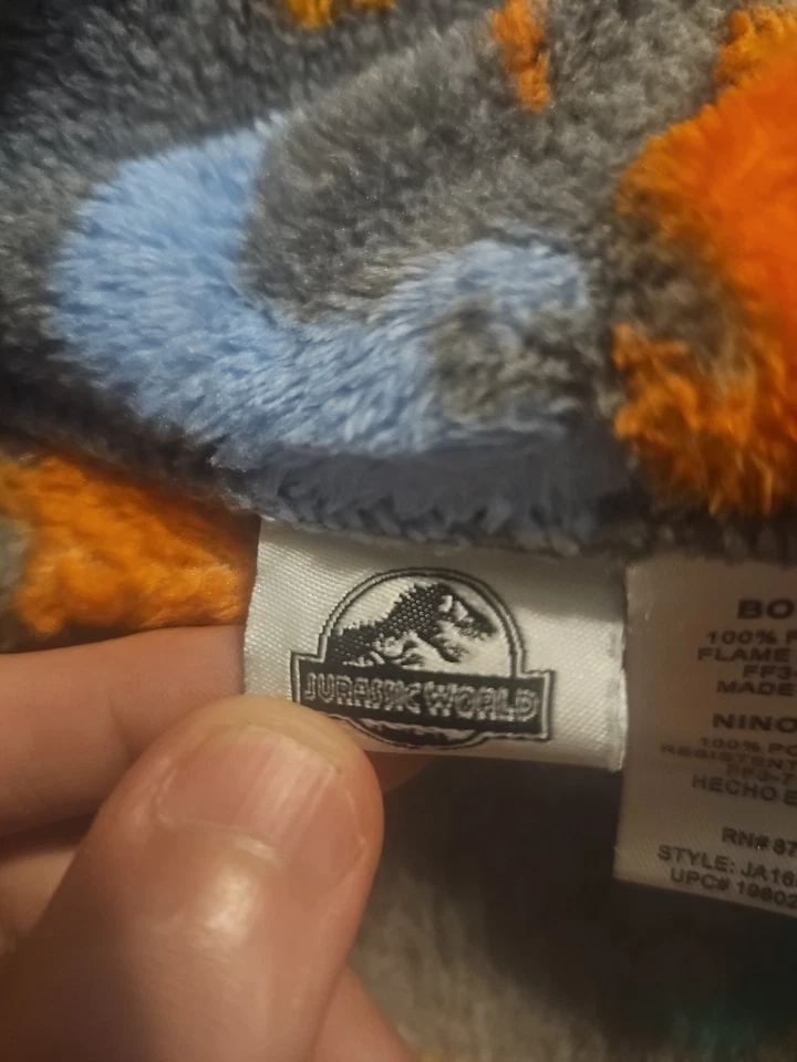 Мир Юрского периода для мальчиков 4/5 плюшевый серый динозавр хищник халат для ванны пальто 100% полиуретан - Изображение 3 из 3