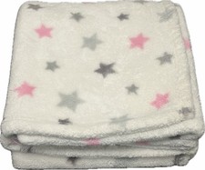 Little Miracles White Pink Gray Stars Baby Blanket Costco Soft Fluffy 30 x 44