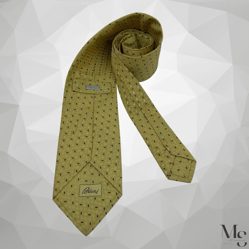 BRIONI Golden Yellow Geometric Silk Tie Made In Italy 60”- 3.7 5" EX COND - Image 2 of 4