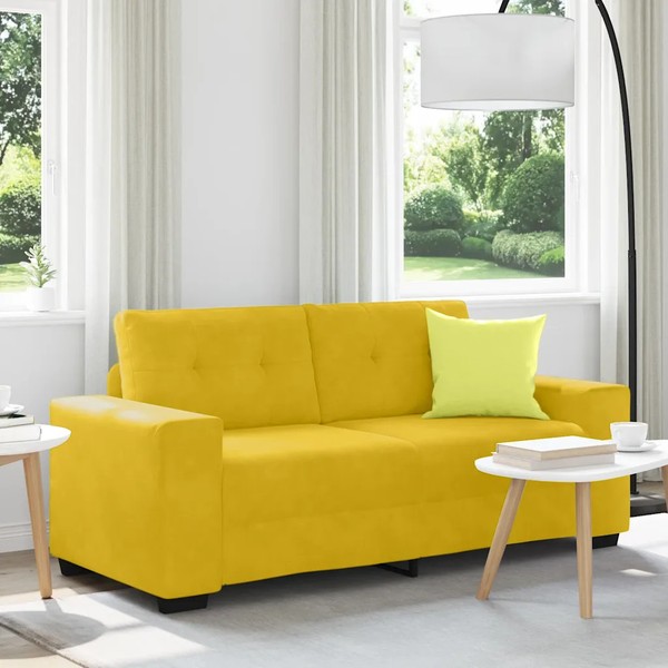 Sofa Zweisitzer Samt Gelb 180X77X82 Cm Couch-image