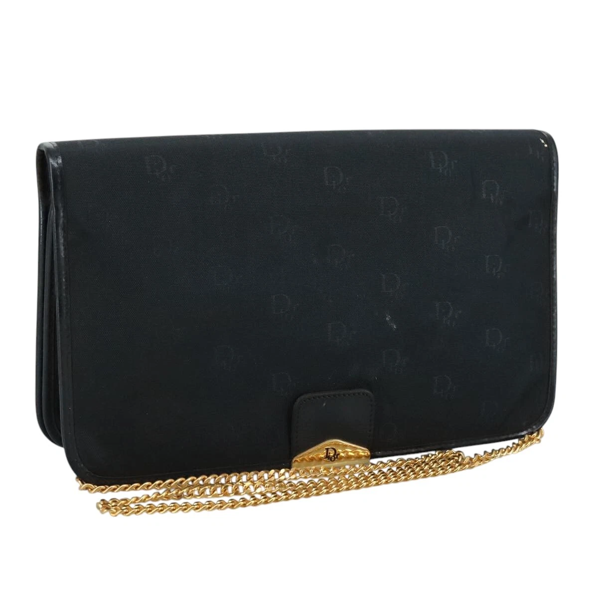 Sac bandoulière chaîne Christian Dior nylon marine authentique bs20836