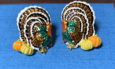 Lovely Traditional Turkey Charms Earrings 1  orange Yellow Brown Green! Stud #5