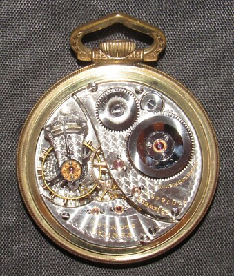 Montre De Poche Elgin Veritas Railroad 1919 - Cadran Ouvert, 16 Taille, 23 Rubis, Mouvement Mécanique, état Très Bon