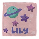 Personalised Children's Pink Stars Planets Microfiber Face Towel, 30 x 30cm