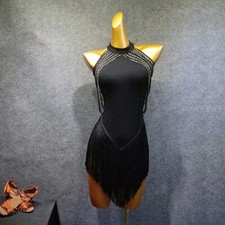 Latin Ballroom Dance Dress Modern Salsa Waltz Standard Long Dress G300 Black