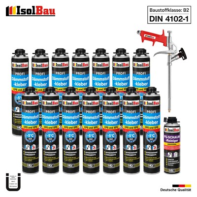 Dämmstoffkleber XPS EPS Klebeschaum 14 x 750ml + 1 x PU-Reiniger + Schaumpistole
