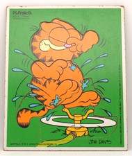 Playskool Vintage Garfield Sprinkler Fun Wooden Frame Tray 7 Piece Puzzle 250-10