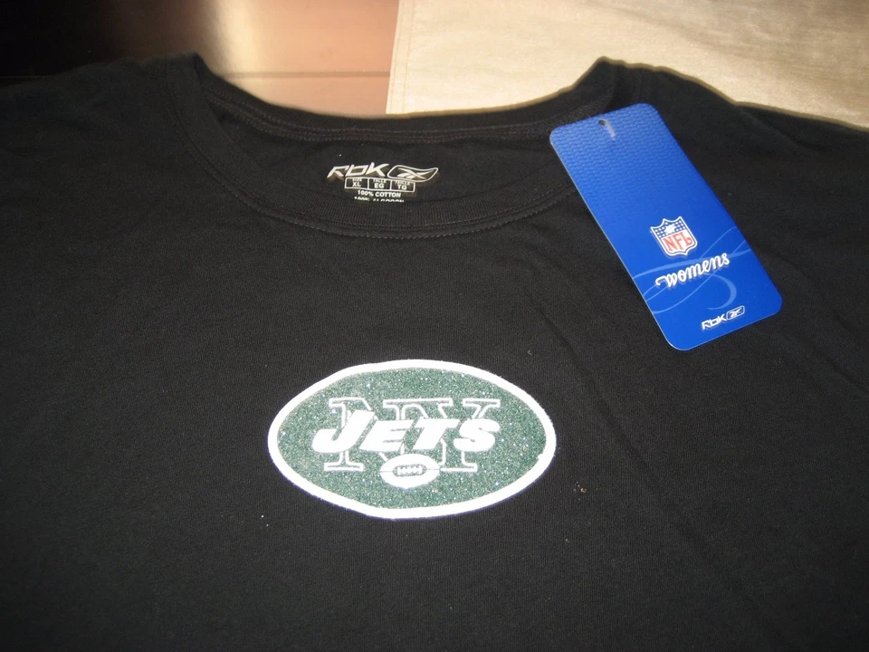 CAMISETA MUJER REEBOK NFL NEW YORK JETS MANGA CORTA XL NEGRA NUEVA CON ETIQUETAS Foto 2 de 2
