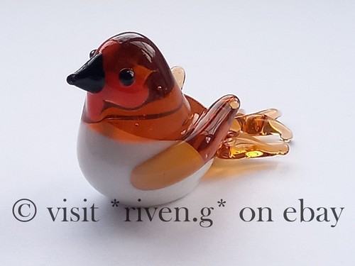 ROBIN@FIGURINE@CHRISTMAS BIRD@Coloured Glass ROBIN RED BREAST Figurine@Gift Item - Picture 11 of 12
