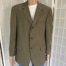 Men's Vintage Bill Blass 42R Golden Beige Herringbone 100 Wool Business Blazer