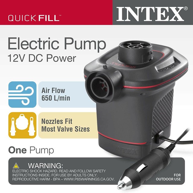Intex 12 Volt QuickFill DC Car Electric 23 CFM Inflatable Float & Air