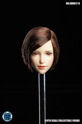 SUPER DUCK 1/6 SDH017 Short Brown Head Sculpt Carved Fit 12in Pale Skin Figure