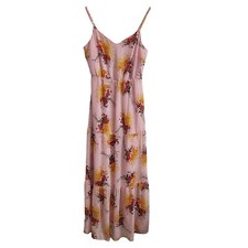 J. Crew Maxi Dress 2 Pink Floral Lined Sleeveless Bohemian Tiered Boho Summer