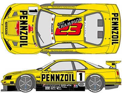 SHUNKO MODELS 1/24 Pennzoil GT-R R34 Skyline 1999 Decal für Tamiya 12227