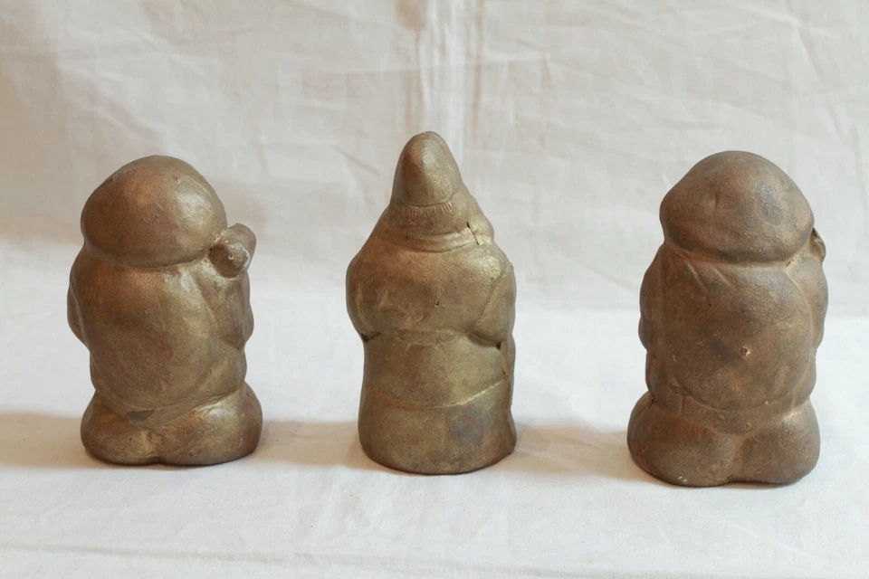 Lote de 3 Muñecas de Arcilla Japonesas Antiguas Ebisu Daikoku Dioses Japoneses Raras Foto 3 de 4