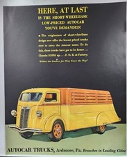 1937 Autocar Trucks Vintage Print Ad Man Cave Poster Art Ardmore PA 30's