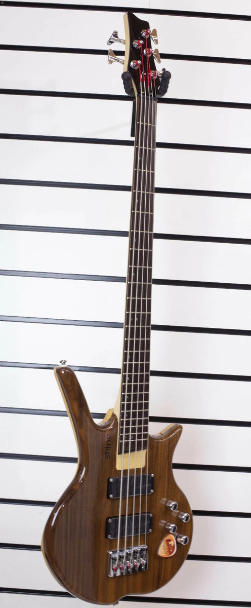 Bass Guitar Electric 5 String Shine SB205NA Walnut Top Maple Body