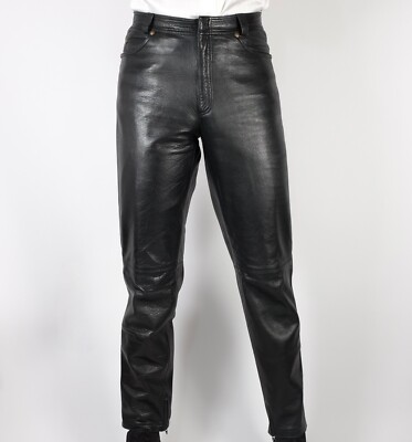 パンツ Versace Zipper Detailed Leather Pants VERSACE Runway Biker Zip Detail Lambskin Leather Pants IT46