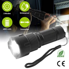 2000LM Rechargeable Flashlight Tactical Zoomable High Low Strobe Torch Aluminum