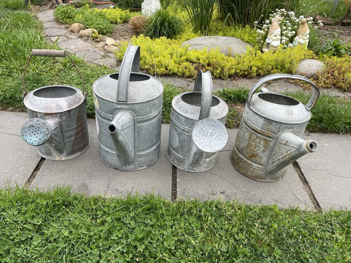 Vintage Galvanized Metal Watering Can Planter 18