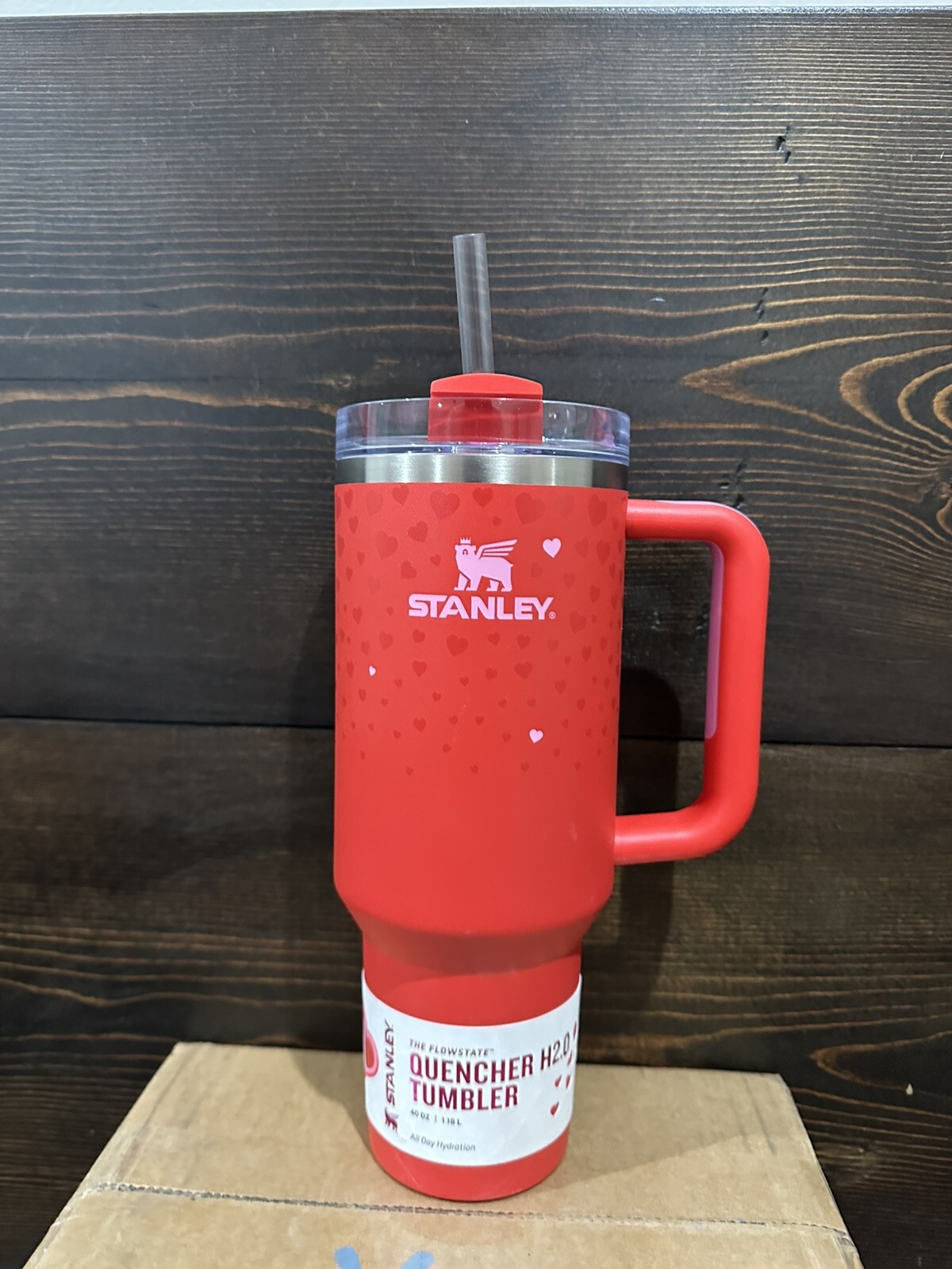 Stanley Cup Valentines Day 2025 Red 40oz H2.0 Flowstate Tumbler IN HAND-image