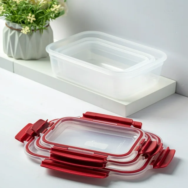 Stackable Snap Lock Containers 5 Pack Stackable Food Storage Containers Airtight & Leakproof Set Snap ...