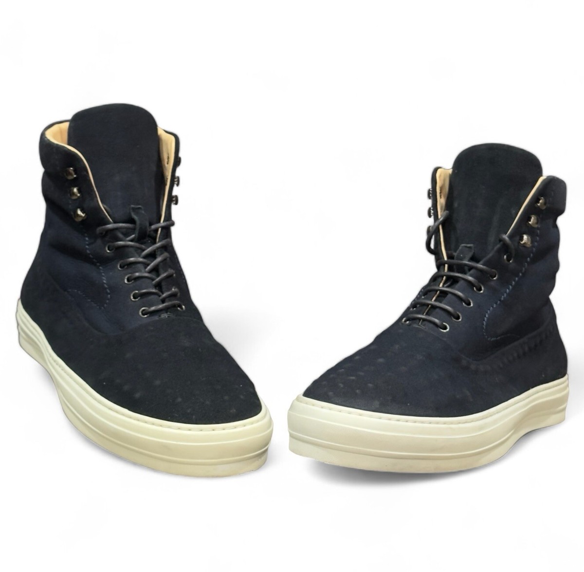 ALEXANDER MCQUEEN GILBERT Black Suede Perforated High-Top Sneakers Zipper sz 11 Women main image 4