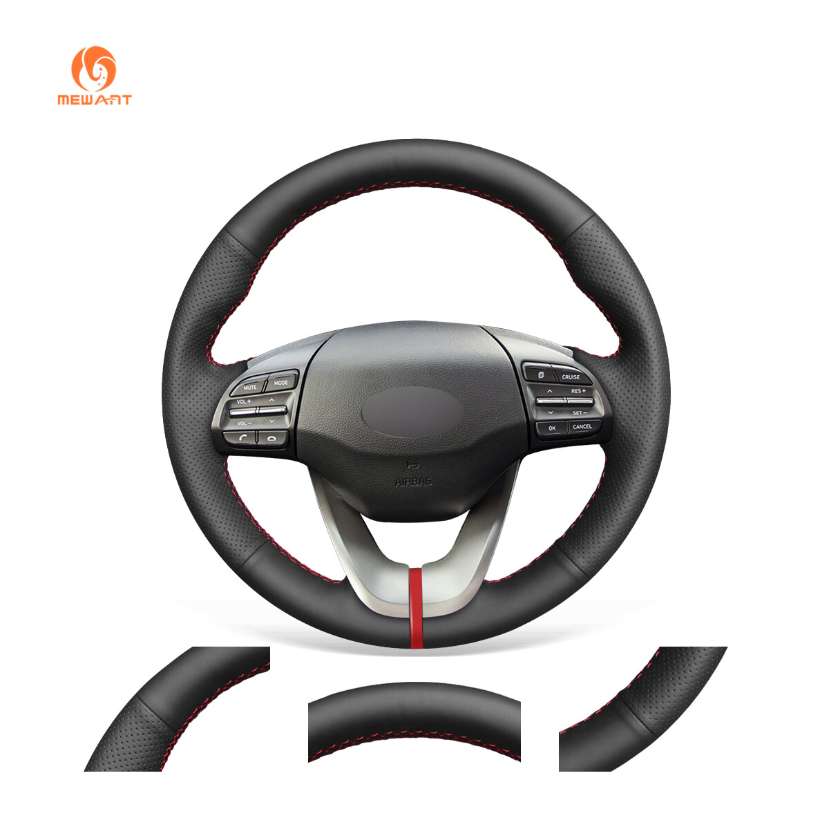 PU Leather Car Steering Wheel Cover for Hyundai Veloster i30 Elantra 2018-2020