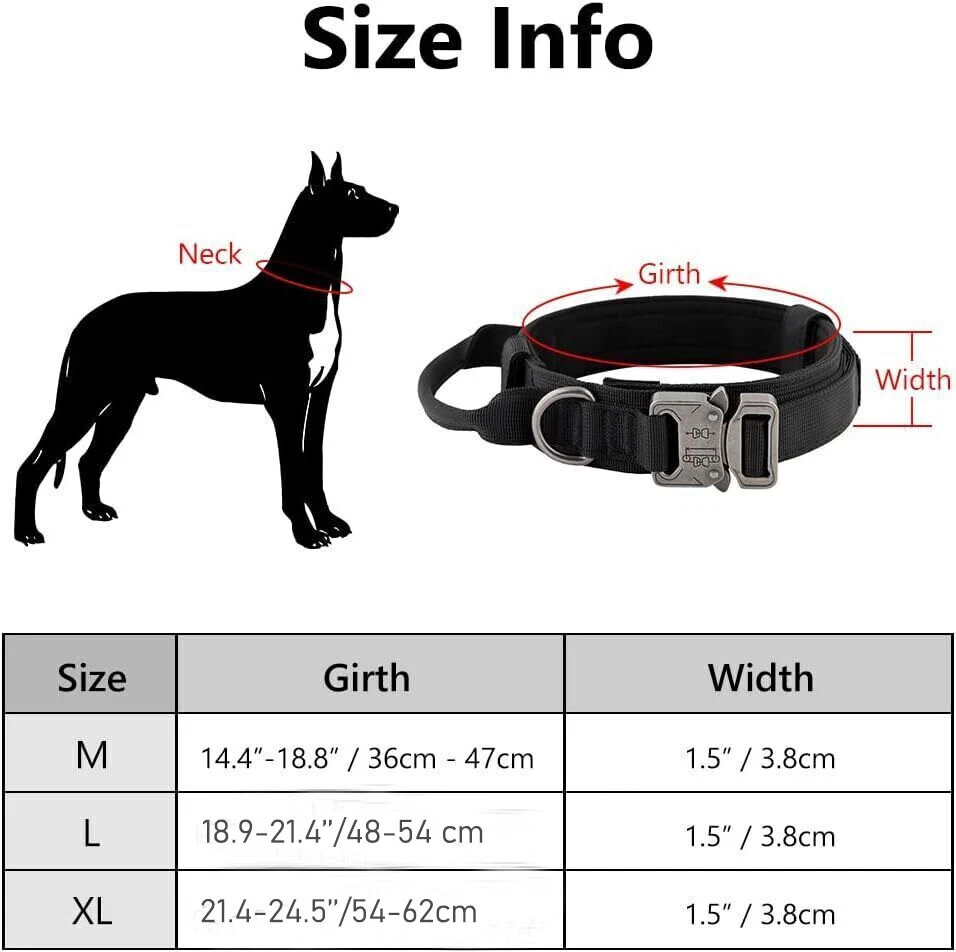 1.5" Wide Tactical Heavy Duty Nylon Large Dog Collar Military With Metal Buckle - Image 2 of 4