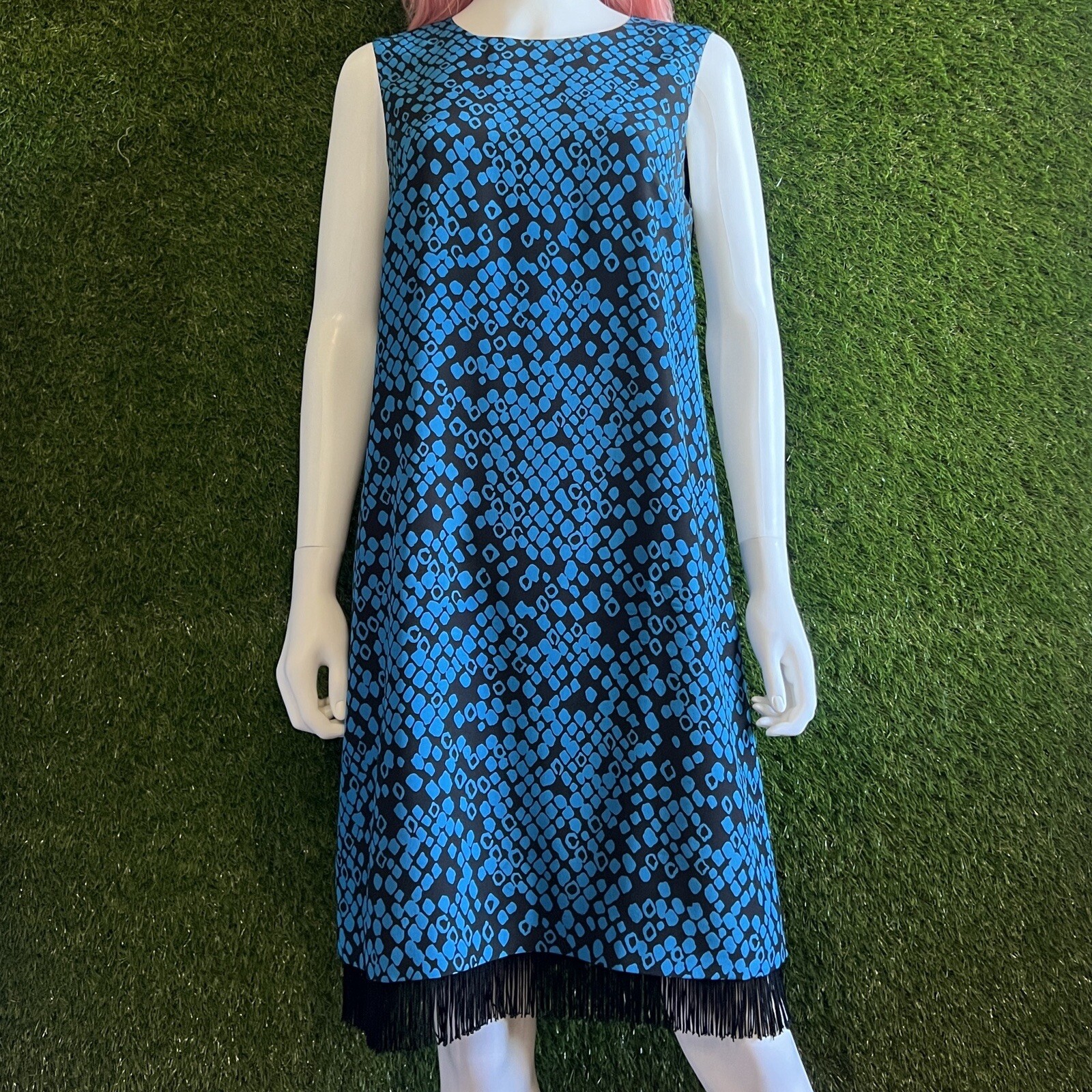 Vintage Missoni Size Medium M Blue Python Silk Sh… - image 2